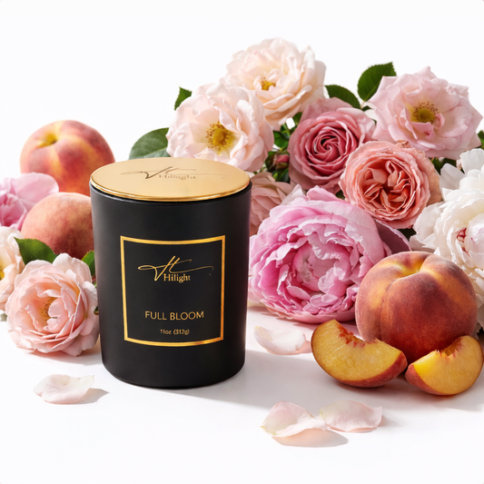 Hillight Full Bloom floral gift candle in elegant home setting