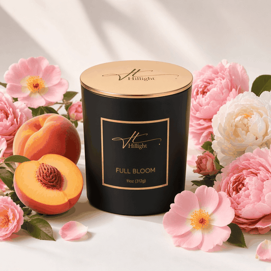 Hillight Full Bloom floral gift candle in elegant home setting