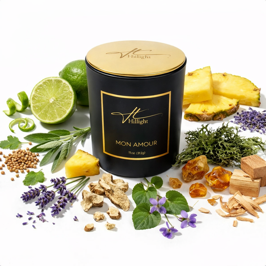 Mon Amour double-wick luxury candle with fresh herbs and botanicals