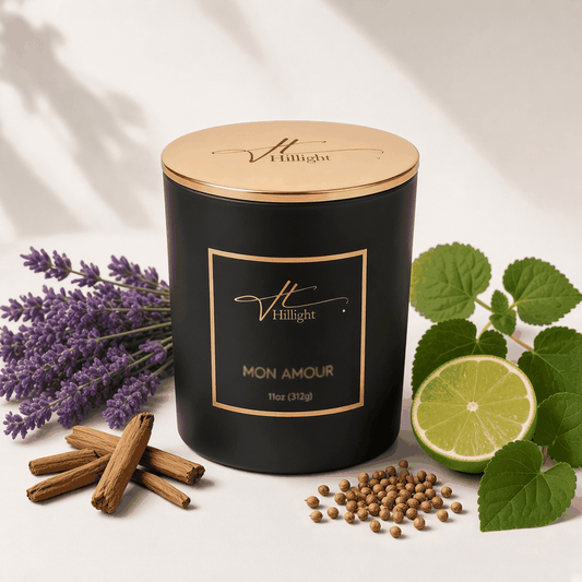Mon Amour double-wick luxury candle with fresh herbs and botanicals