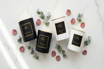 Hillight luxury coconut soy blend wax candles — the complete Signature Collection: Mon Amour, Serenity, Full Bloom, and Dubai Nights