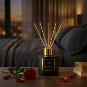 Hillight Mon Amour reed diffuser in elegant home setting