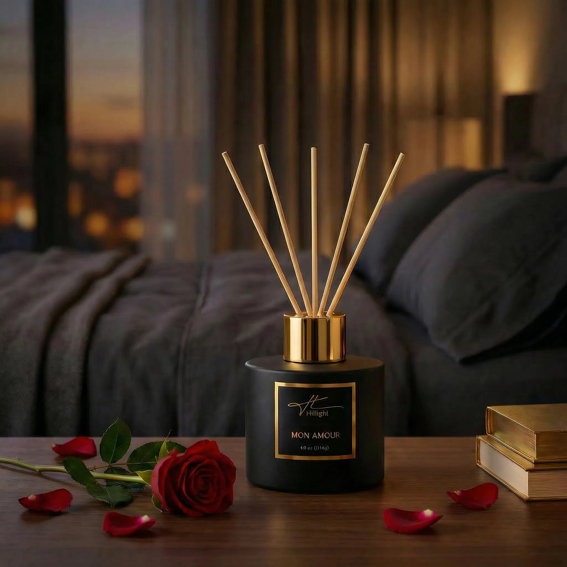Hillight Mon Amour reed diffuser in elegant home setting