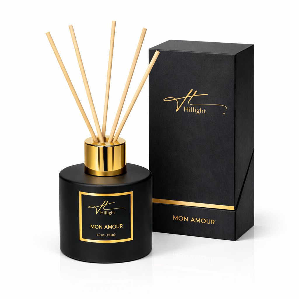 Mon Amour reed diffuser with woody fragrance by Hillight