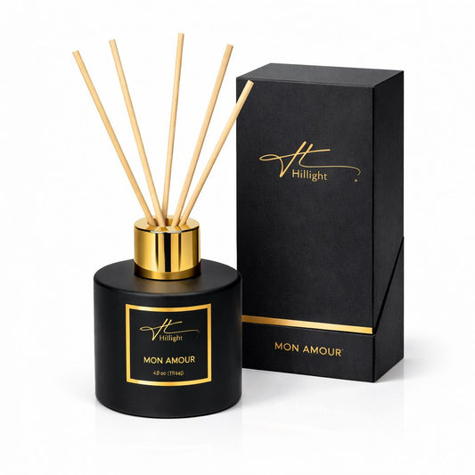 Mon Amour reed diffuser with woody fragrance by Hillight