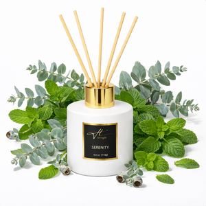 Serenity reed diffuser with reeds eucalyptus and mint aromatherapy scent